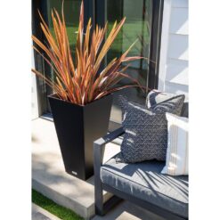 Veradek Midland 30 in. Black Plastic Tall Square Planter (2-Pack)