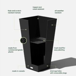 Veradek Midland 30 in. Black Plastic Tall Square Planter (2-Pack)