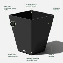 Veradek Nobleton 22 in. Black Plastic Square Planter (2-Pack)