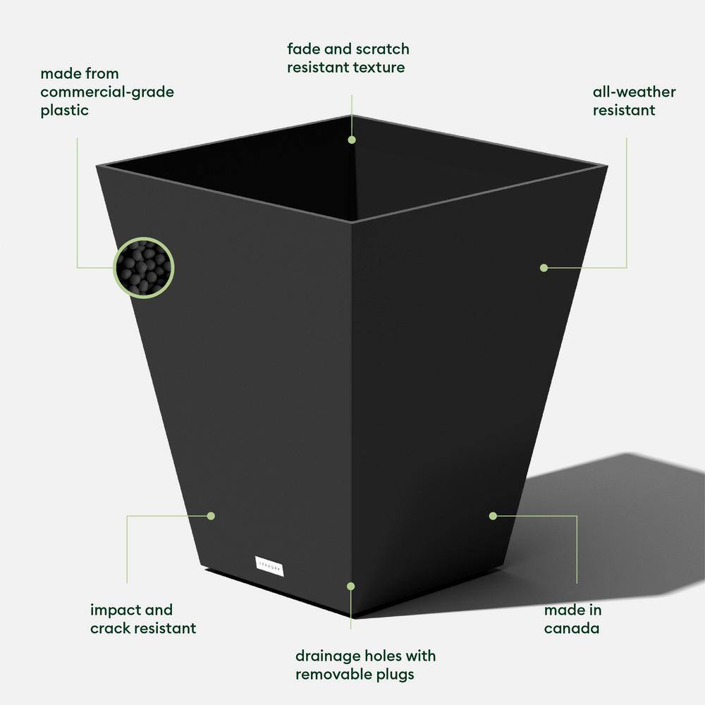 Veradek Nobleton 22 in. Black Plastic Square Planter (2-Pack)