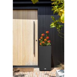 Veradek Block Series Pedestal 32 in. Tall Black Plastic Planter