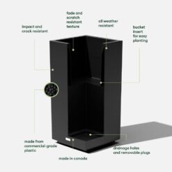 Veradek Block Series Pedestal 32 in. Tall Black Plastic Planter