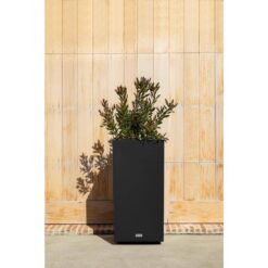 Veradek Block Series Pedestal 32 in. Tall Black Plastic Planter