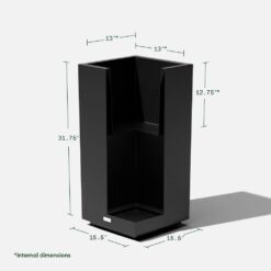 Veradek Block Series Pedestal 32 in. Tall Black Plastic Planter