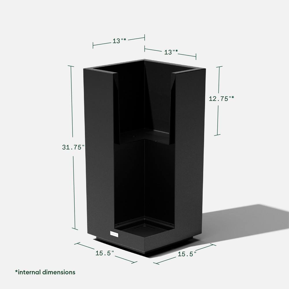 Veradek Block Series Pedestal 32 in. Tall Black Plastic Planter