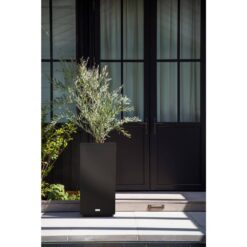 Veradek Block Series Pedestal 32 in. Tall Black Plastic Planter