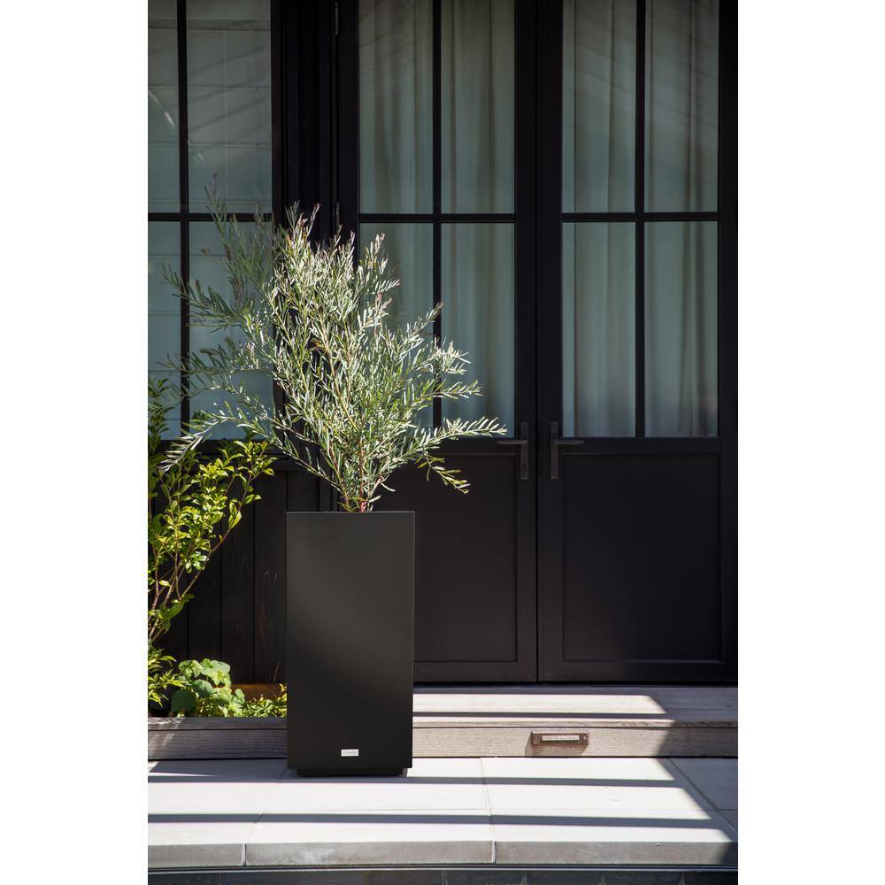 Veradek Block Series Pedestal 32 in. Tall Black Plastic Planter