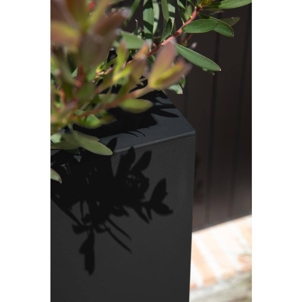 Veradek Block Series Pedestal 32 in. Tall Black Plastic Planter