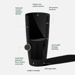 Veradek Selena 28 in. Black Plastic Pot Planter (2-Pack)