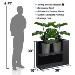 Wallowa Long Box Metal Rectangular Planter in Black