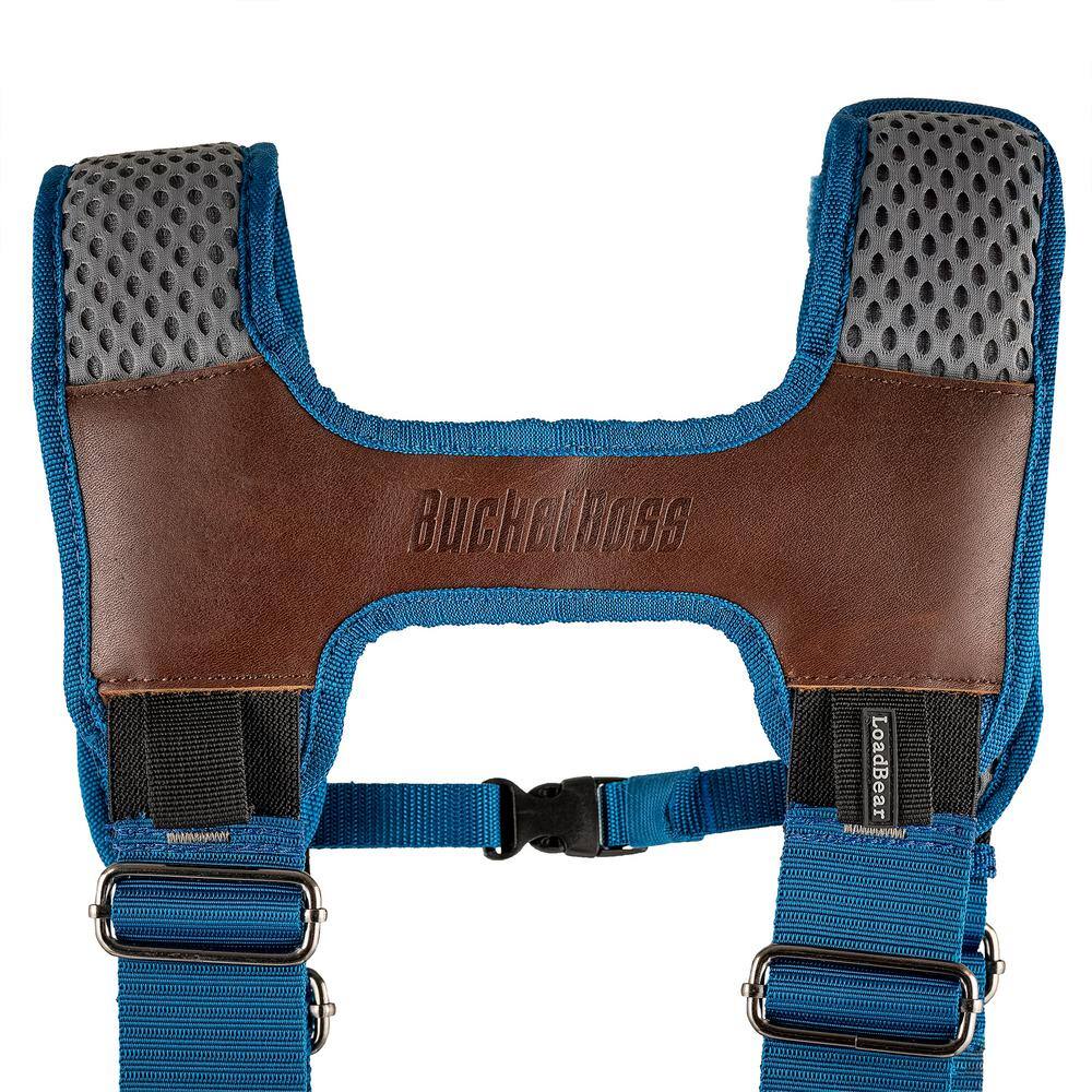BUCKET BOSS 2-Bag Hybrid Suspension Rig Work Tool Belt with Suspenders in Blue
