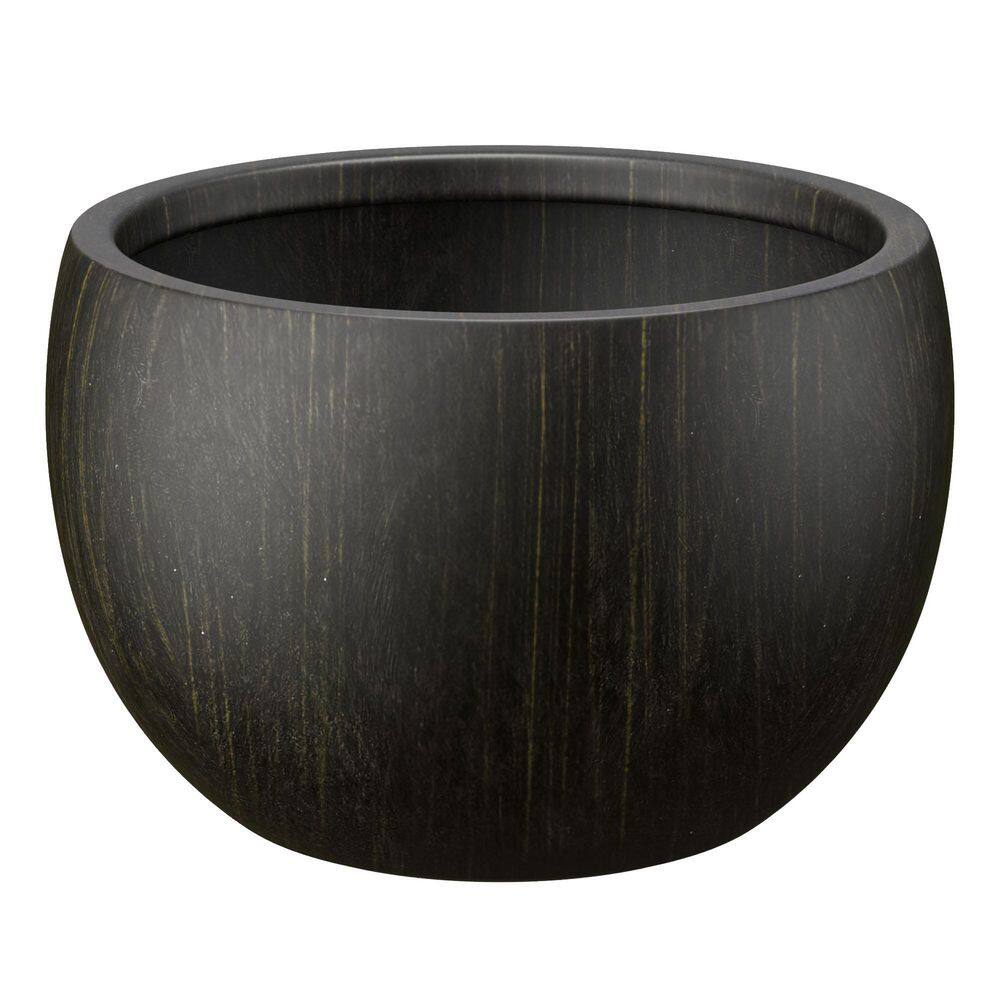 Morrava 19 in. Large Bronzed Black Concrete Round Planter / Pot with Drainage Holes