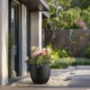Morrava 18 in. Large Bronzed Black Concrete Round Planter / Pot with Drainage holes