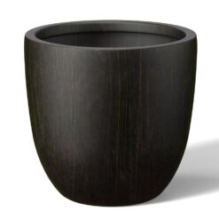 Morrava 18 in. Large Bronzed Black Concrete Round Planter / Pot with Drainage holes