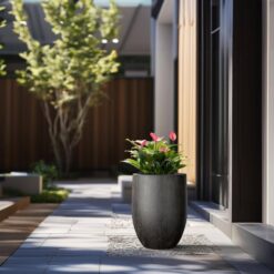 Sapcrete 17 in. Large Bronzed Black Concrete Round planter / Pot with drainage holes