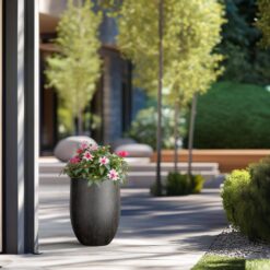 Sapcrete 17 in. Large Bronzed Black Concrete Round planter / Pot with drainage holes