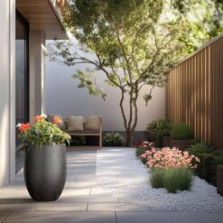 Sapcrete 17 in. Large Bronzed Black Concrete Round planter / Pot with drainage holes