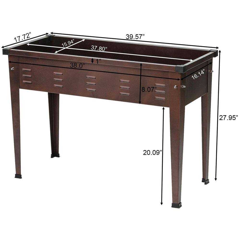 LuxenHome 39.5 in. Metal Rectangular Raised Garden Planter