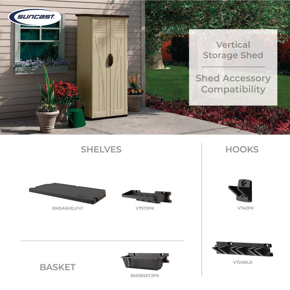 Suncast 2 ft. 8.25 in. X 2 ft. 1.5 in X 6 ft. Resin Vertical Storage Shed