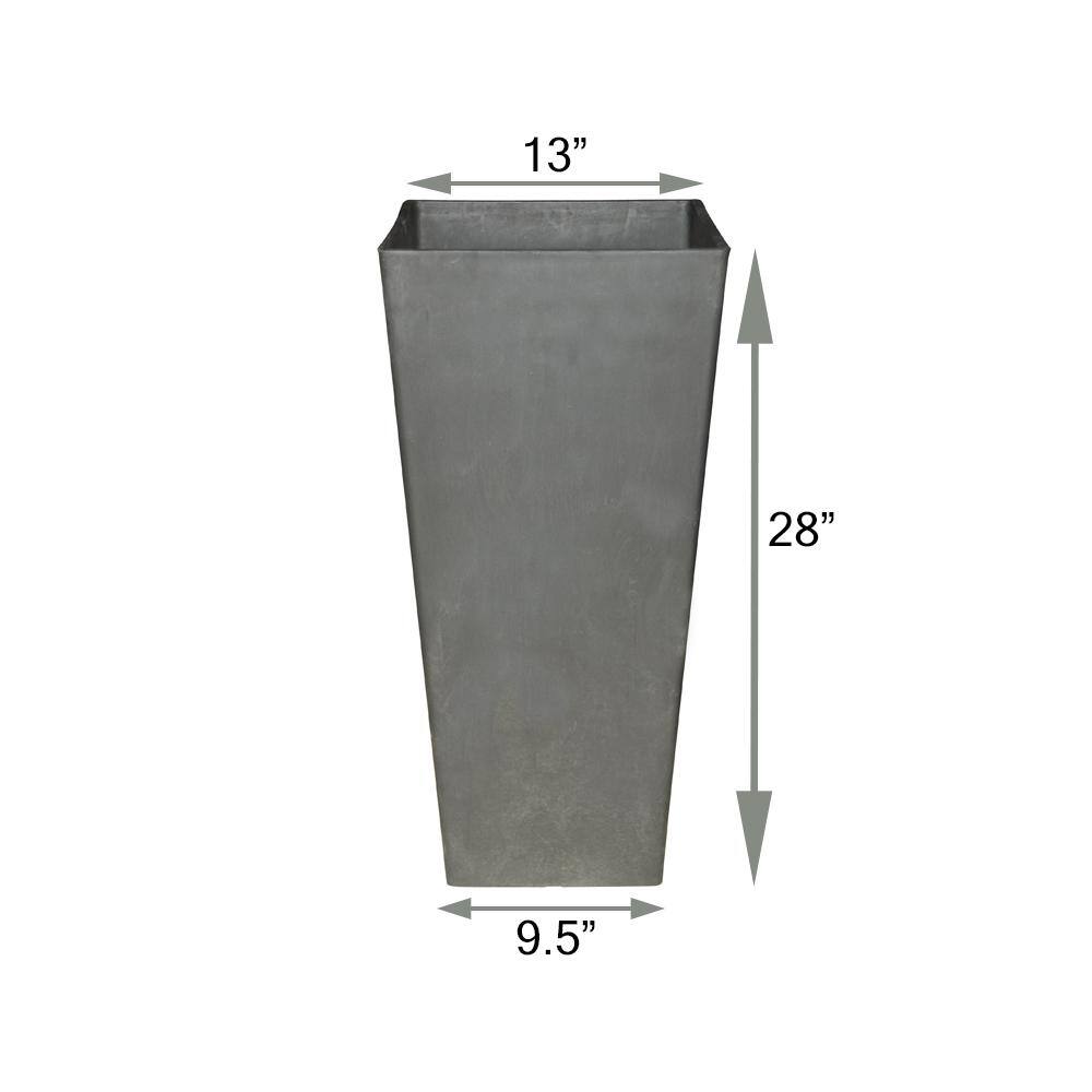 Arcadia Garden Products Contempo Tall Square 13 in. x 13 in. x 28 in. Cement PSW Pot