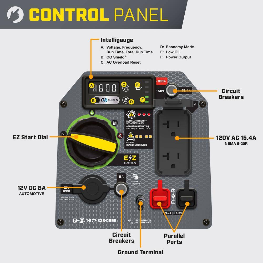 Champion Power Equipment 2500-Watt Recoil Start Gasoline Powered Inverter Generator with CO Shield and Quiet Technology