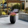 Sapcrete 17 in. Large Charcoal Black (Enhanced Interior) Concrete Round Planter / Pot with Drainage Holes