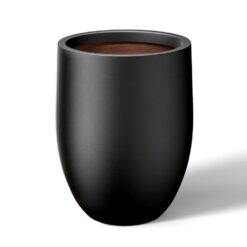 Sapcrete 17 in. Large Charcoal Black (Enhanced Interior) Concrete Round Planter / Pot with Drainage Holes