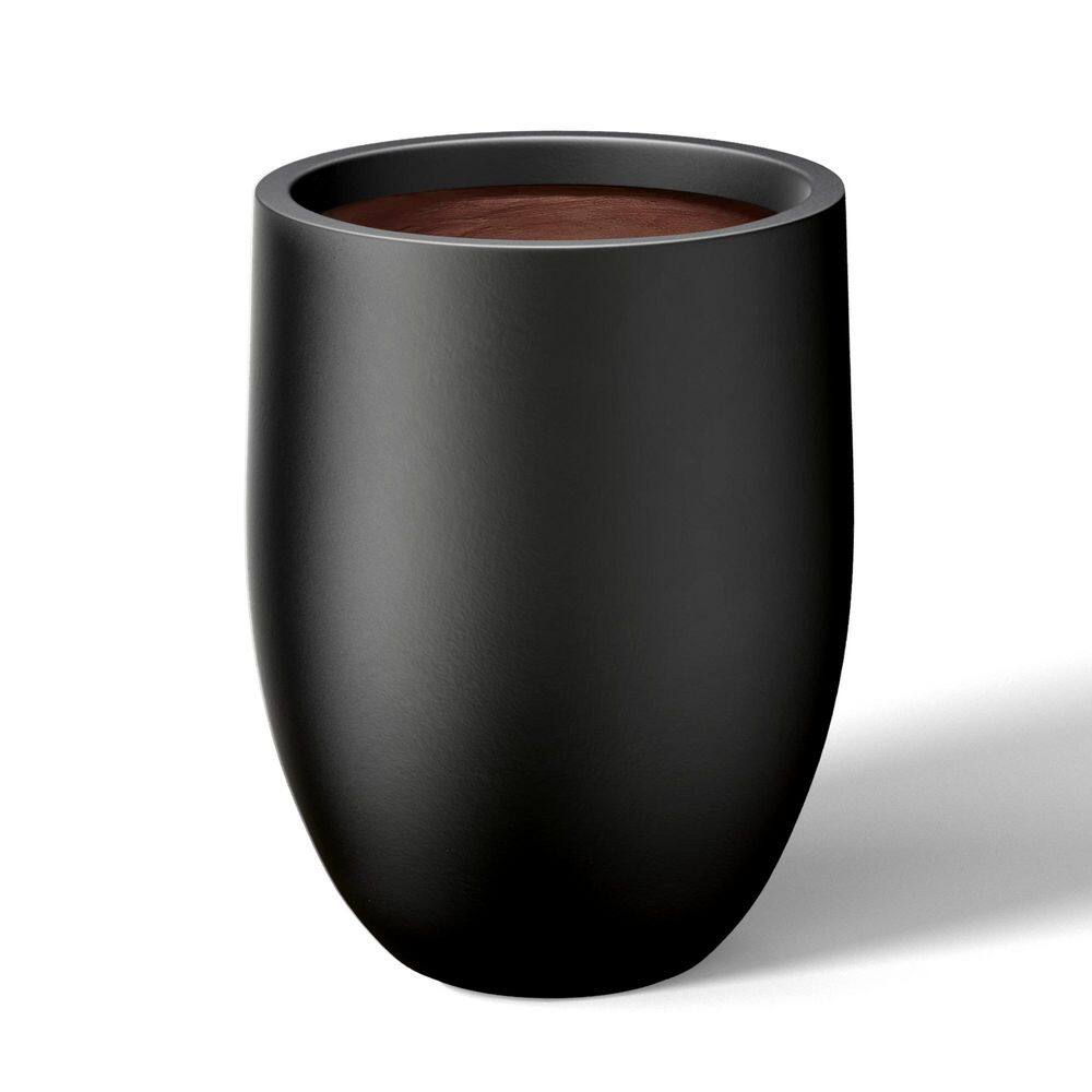 Sapcrete 17 in. Large Charcoal Black (Enhanced Interior) Concrete Round Planter / Pot with Drainage Holes