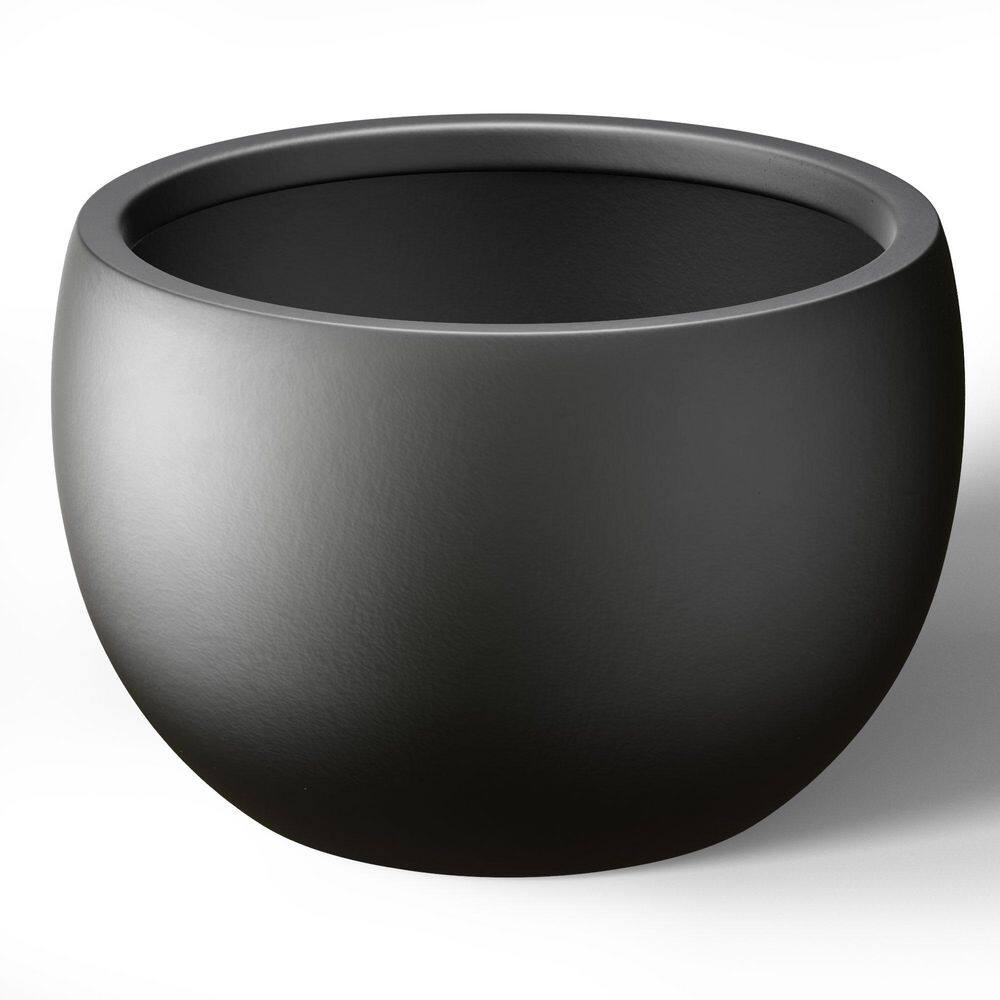 Morrava 19 in. W x 13 in. H Charcoal Black Large Tall Round Concrete Planter / Garden Plant Pot for Indoor and Outdoor