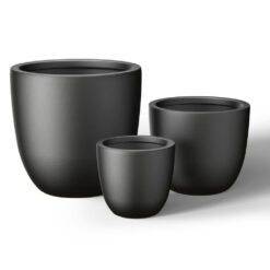 Morrava 10, 14 in. 18 in. Dia Charcoal Black Large Tall Round Concrete Planter/Garden Plant Pot for Indoor and Outdoor(Set of 3)