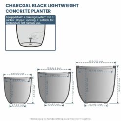 Morrava 10, 14 in. 18 in. Dia Charcoal Black Large Tall Round Concrete Planter/Garden Plant Pot for Indoor and Outdoor(Set of 3)