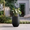 Sapcrete Lightweight 16in. x 22in. Charcoal Black Extra Large Tall Round Concrete Plant Pot/Planter for Indoor & Outdoor