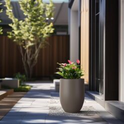 Sapcrete 17 in. Large Charcoal Brown Concrete Round planter / Pot with drainage holes