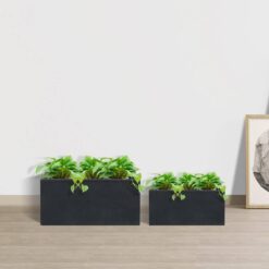 KANTE 31.4 in. & 23.6 in. L Rectangular Charcoal Lightweight Long Low Planters w/Drainage Hole (Set of 2), Outdoor/Indoor