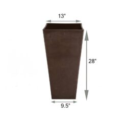 Arcadia Garden Products Contempo Tall Square 13 in. x 13 in. x 28 in. Chocolate PSW Pot