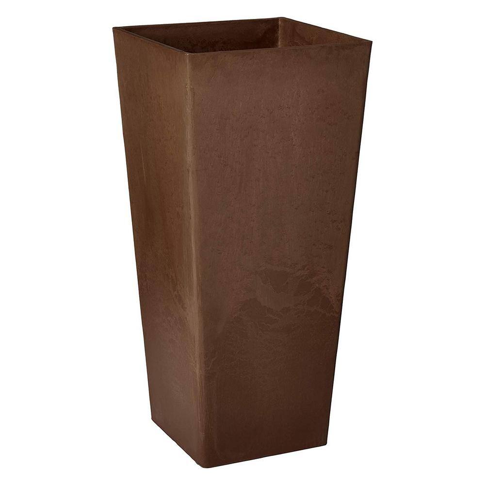 Arcadia Garden Products Contempo Tall Square 13 in. x 13 in. x 28 in. Chocolate PSW Pot
