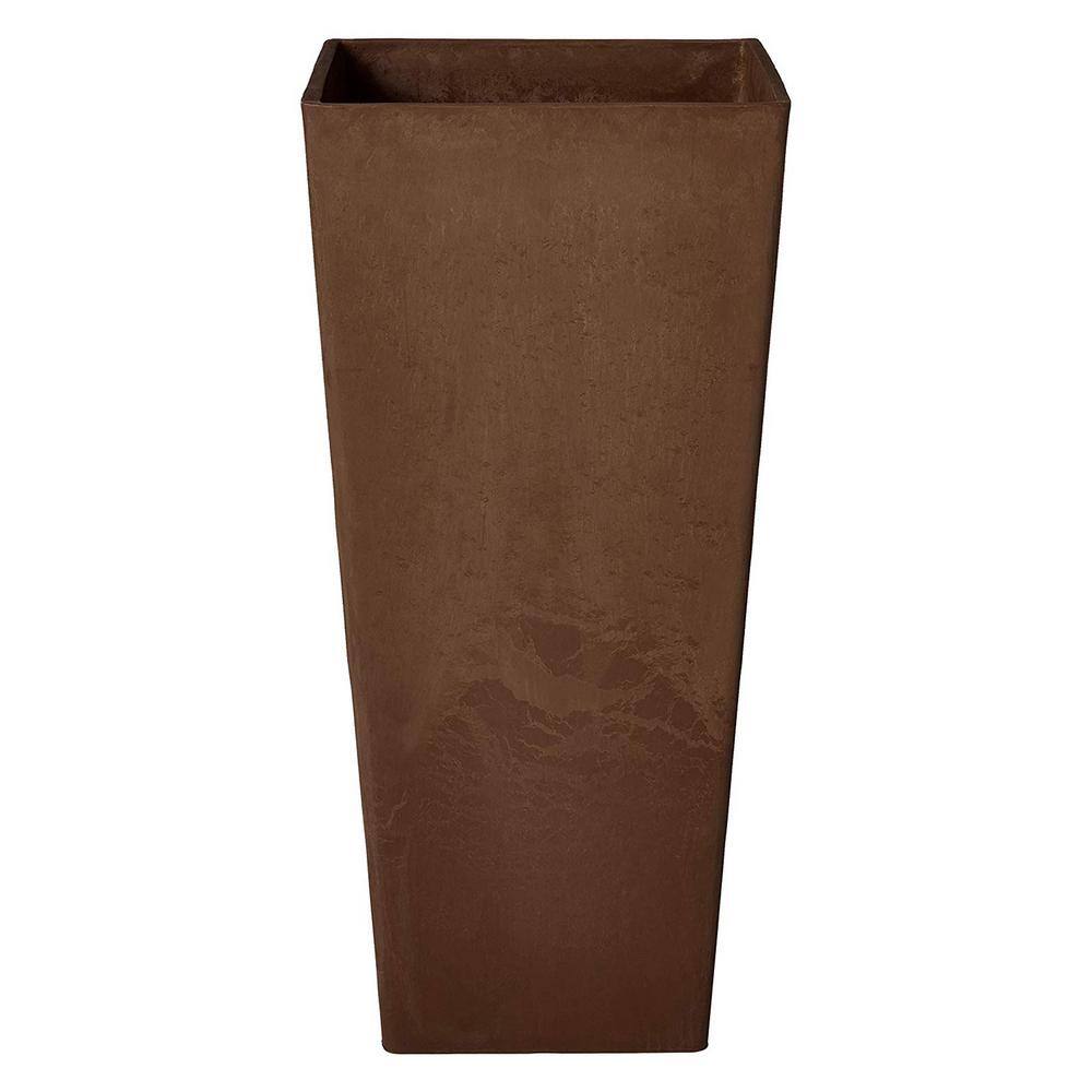 Arcadia Garden Products Contempo Tall Square 13 in. x 13 in. x 28 in. Chocolate PSW Pot