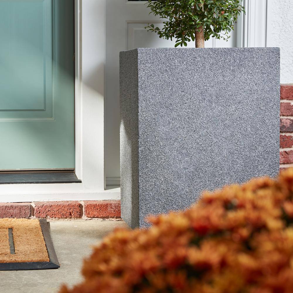 PolyStone Planters Cozumel Column 23 in. x 30 in. Concrete Gray Composite Planter