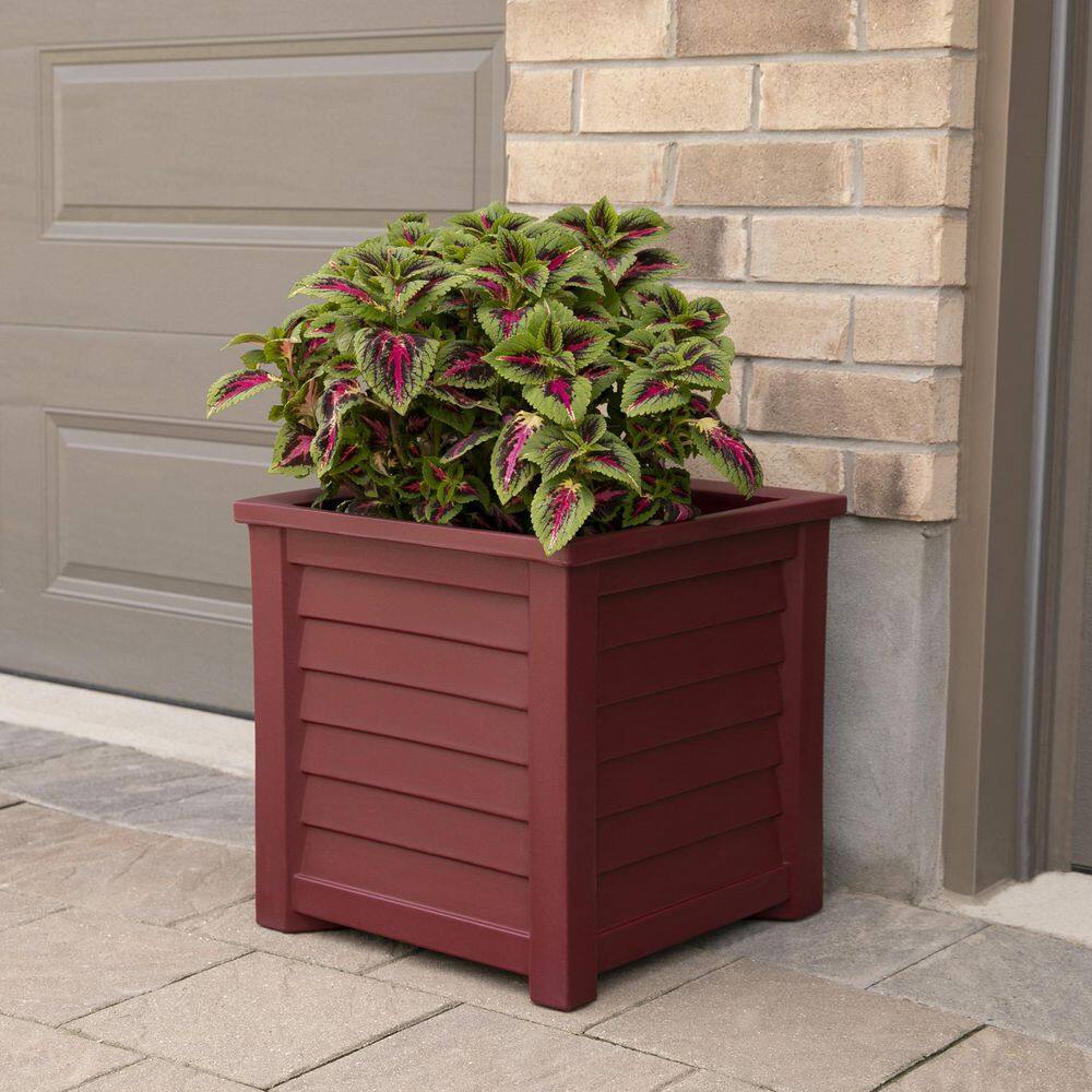 Mayne Lakeland 20 in. Square Self-Watering Cranberry Red Polyethylene Planter