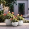 Sapcrete 11.5in., 15in., 19in. Dia Crisp White Extra Large Tall Round Concrete Plant Pot/Planter for Indoor & Outdoor Set of 3