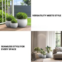 Sapcrete 11.5in., 15in., 19in. Dia Crisp White Extra Large Tall Round Concrete Plant Pot/Planter for Indoor & Outdoor Set of 3