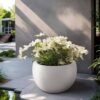Sapcrete Lightweight 19in. x 13in. Crisp White Extra Large Tall Round Concrete Plant Pot/Planter for Indoor & Outdoor