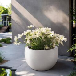 Sapcrete Lightweight 19in. x 13in. Crisp White Extra Large Tall Round Concrete Plant Pot/Planter for Indoor & Outdoor