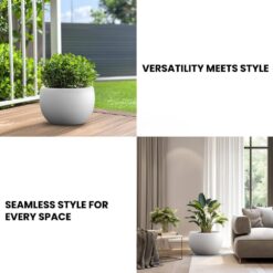 Sapcrete Lightweight 19in. x 13in. Crisp White Extra Large Tall Round Concrete Plant Pot/Planter for Indoor & Outdoor