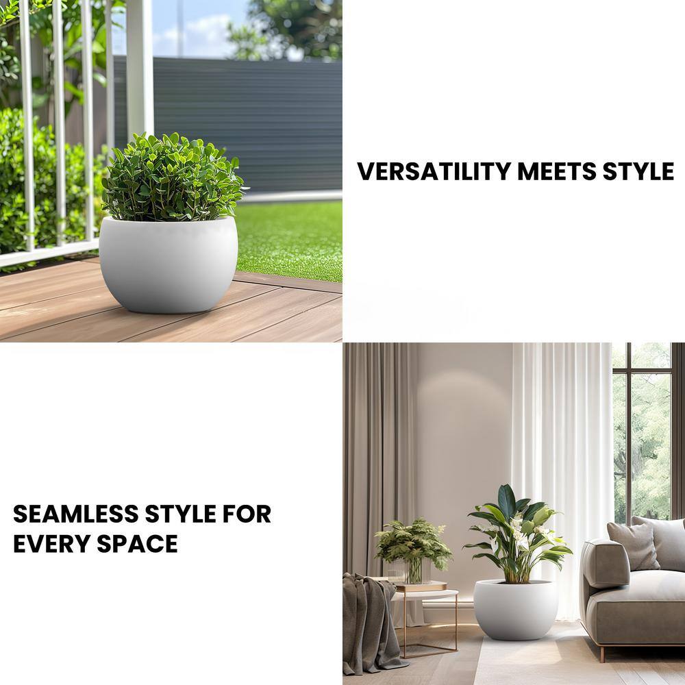 Sapcrete Lightweight 19in. x 13in. Crisp White Extra Large Tall Round Concrete Plant Pot/Planter for Indoor & Outdoor