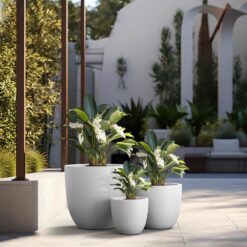Sapcrete 10in.,14in.,18in. Dia Crisp White Extra Large Tall Round Concrete Plant Pot/Planter for Indoor and Outdoor(Set of 3)