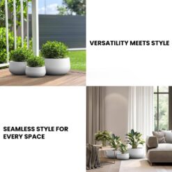 Sapcrete 11.4in.,15in.,19in. Dia Crisp White Extra Large Tall Round Concrete Plant Pot/Planter for Indoor and Outdoor(Set of 3)