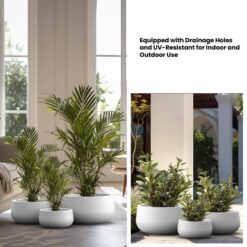 Sapcrete 11.4in.,15in.,19in. Dia Crisp White Extra Large Tall Round Concrete Plant Pot/Planter for Indoor and Outdoor(Set of 3)