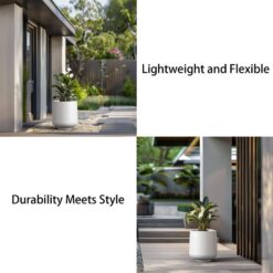 Sapcrete Lightweight 15.5in. x 17.5in. Crisp White Extra Large Tall Round Concrete Plant Pot / Planter for Indoor & Outdoor