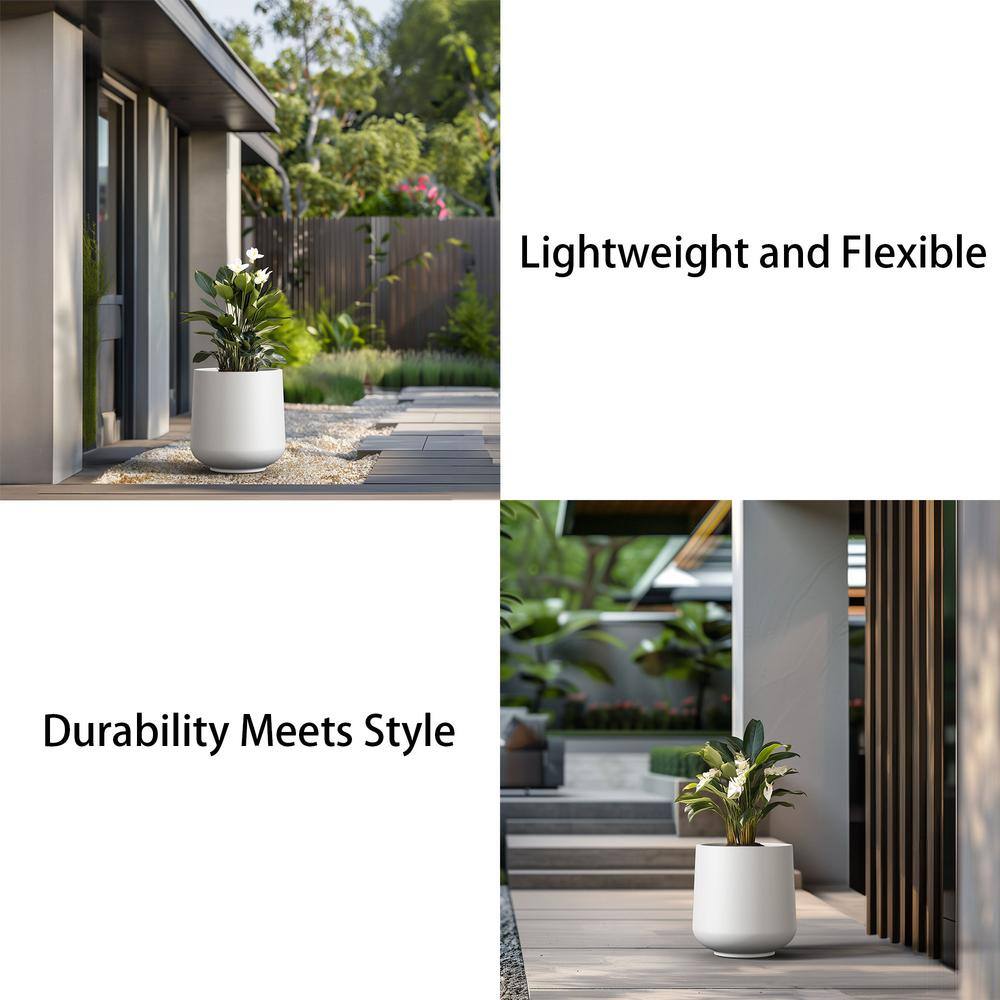 Sapcrete Lightweight 15.5in. x 17.5in. Crisp White Extra Large Tall Round Concrete Plant Pot / Planter for Indoor & Outdoor